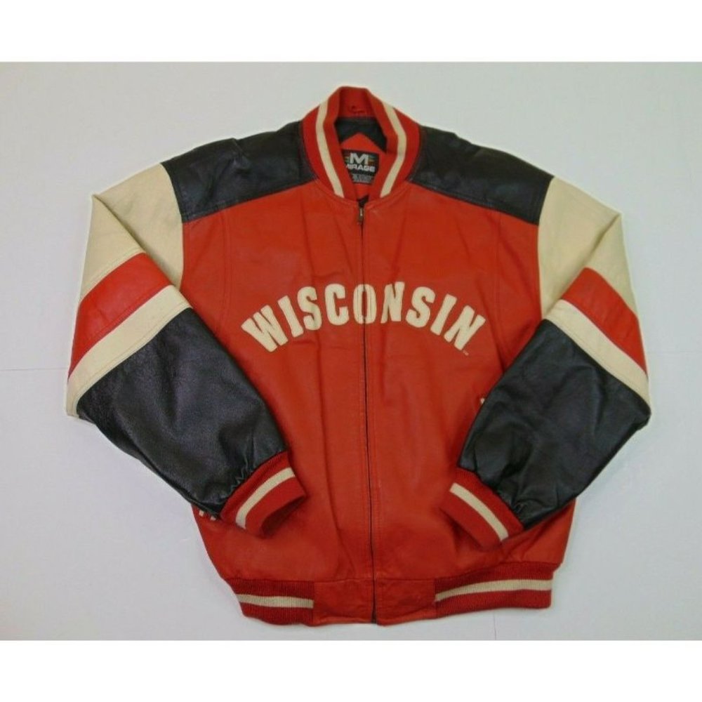 Vintage Mirage Leather Bomber Jacket Wisconsin 90s